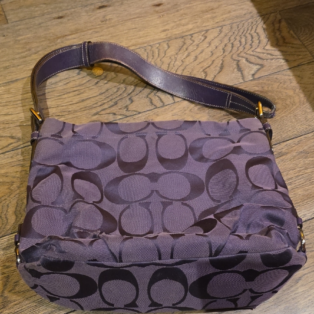 Coach Dark Purple Shoulder Duffle Bag